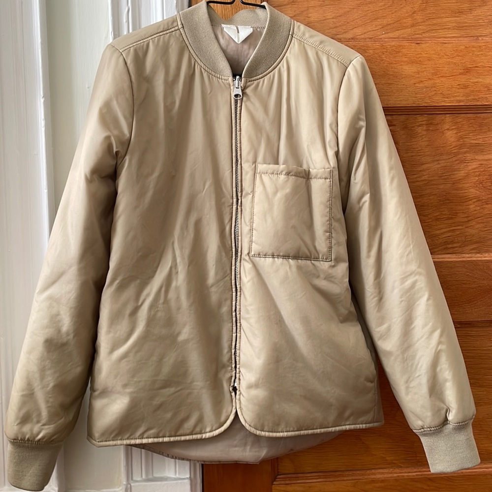 Arket Beige Lightweight Nylon Padded Puffer Jacket 36